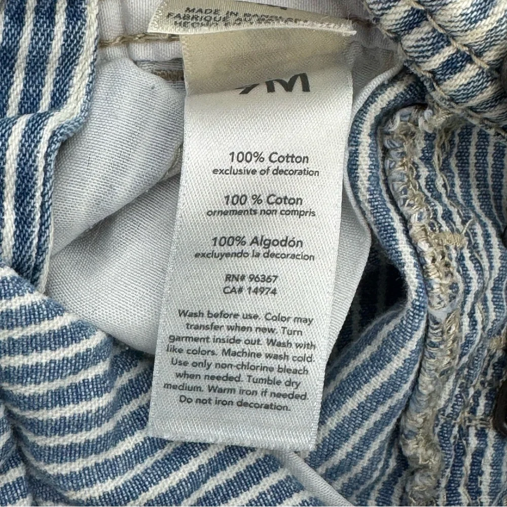 Vintage Oshkosh B'gosh Boys Blue White Striped Engineer Vestbak Overall Short 9M